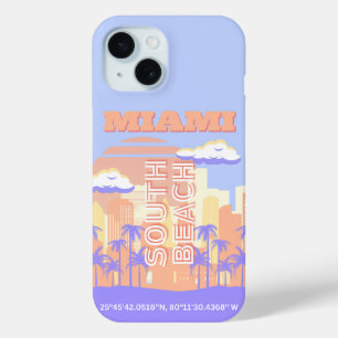Funda Para iPhone 15 Miami Beach, Miami Travel Art, habitación Preppy, 
