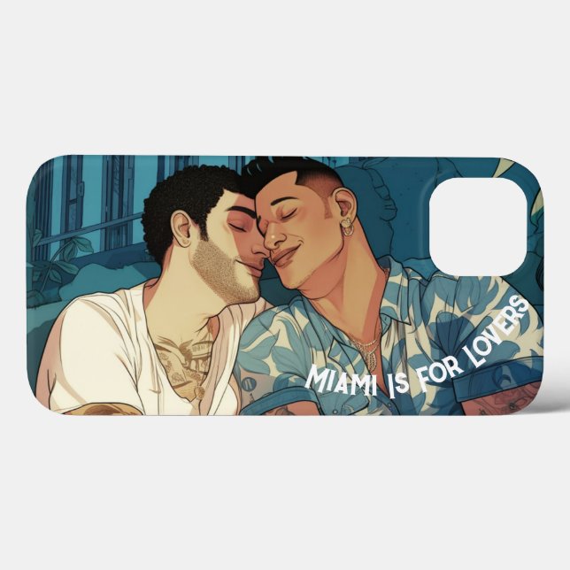 Funda De Case-Mate Para iPhone Miami Centro Hombres Gays Ahogándose Ilustracion (Reverso (Horizontal))
