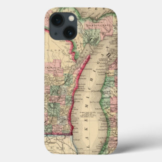 Funda Para iPhone 13 Michigan, Mapa de Wisconsin por Mitchell