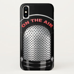 Funda Para iPhone X Micrófono de radio vintage sobre el aire rojo plat