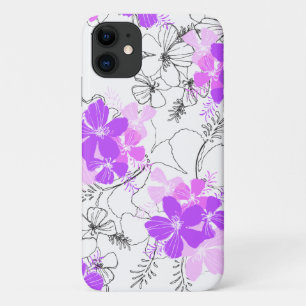 Funda Para iPhone 11 Midnight Garden Hawai Hibiscus Floral Violet