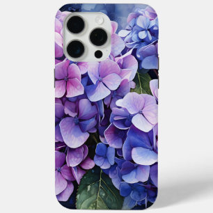 Funda Para iPhone 15 Pro Max Midnight Garden Violet Hydrangea Watercolor