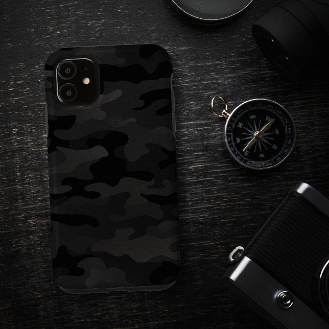 Funda De Case-Mate Para iPhone Midnight Stealth Urban Camo Carbón negro (Midnight Stealth Urban Camo Black Charcoal Case-Mate iPhone Case)