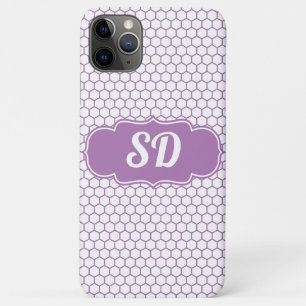 Funda Para iPhone 11 Pro Max Miel de abeja morado claro Monograma personalizado