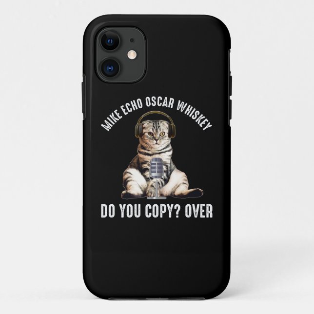 Funda De Case-Mate Para iPhone Mike Echo Oscar Whiskey Ham Radio Cat (Reverso)