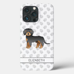 Funda Para iPhone 13 Pro Mini Goldendoodle Negro y Canela Perro de Dibujos
