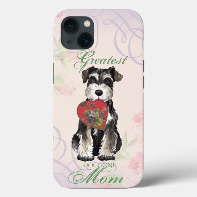 Funda De Case-Mate Para iPhone Miniatura Schnauzer Heart Mom (Reverso )
