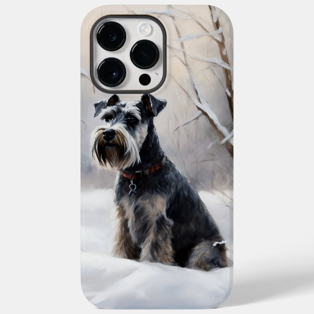Funda De Case-Mate Para iPhone Miniature Schnauzer Deja que nieve Navidad (Reverso )