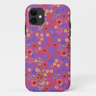 Funda Para iPhone 11 Miniimpresión floral retro en Funda Magenta iPhone