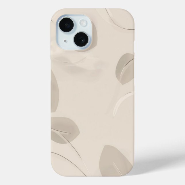 Funda De Case-Mate Para iPhone Minimal Beige Aesthetic Leaves Case (Reverso )