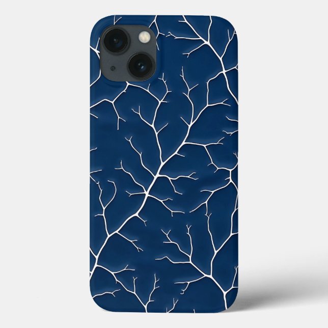 Funda De Case-Mate Para iPhone Minimal Indigo Branch iPhone Case Look (Reverso)