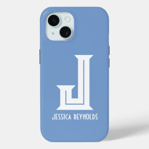 Funda Para iPhone 15 Minimal Monograma Azul