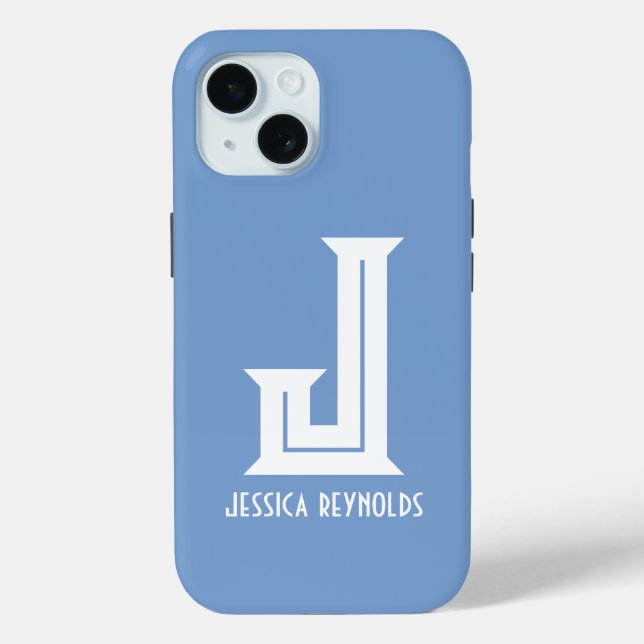 Funda De Case-Mate Para iPhone Minimal Monograma Azul (Reverso )