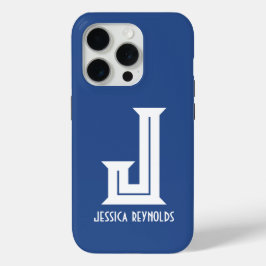 Funda Para iPhone 15 Pro Minimal Monograma Azul