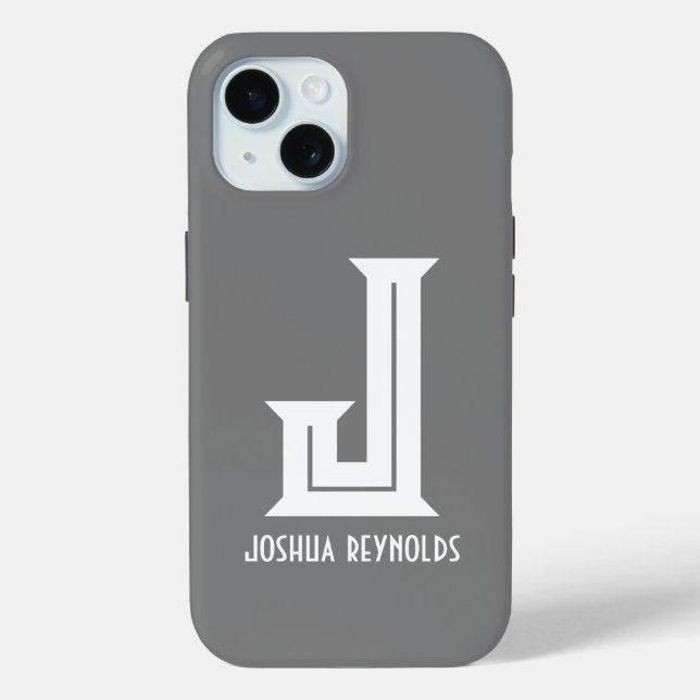 Funda De Case-Mate Para iPhone Minimal Monograma Gris (Reverso )