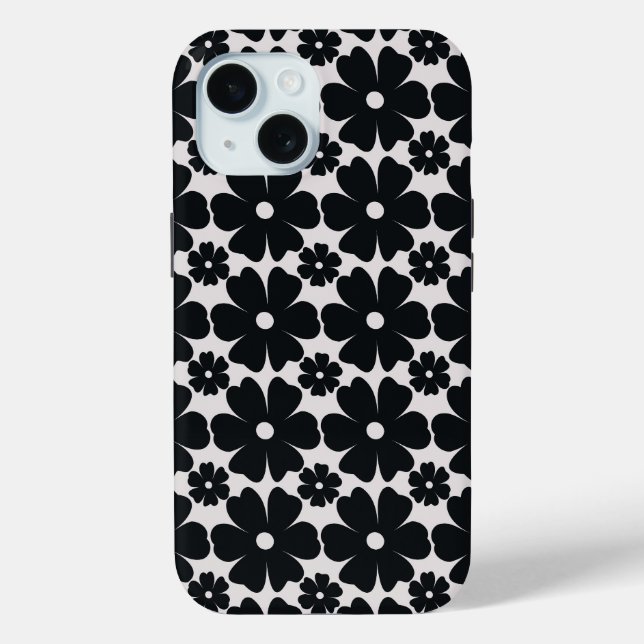 Funda De Case-Mate Para iPhone Minimalist black & white daisy pattern (Reverso )