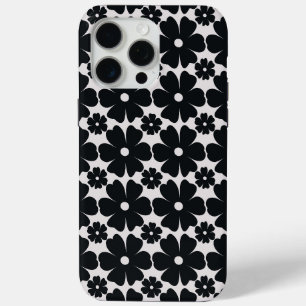 Funda Para iPhone 15 Pro Max Minimalist black & white daisy pattern