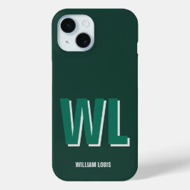 Funda Para iPhone 15 Minimalist Emerald Green Personalized Monogram