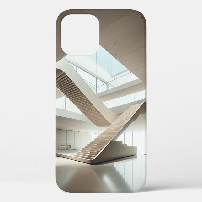 Funda De Case-Mate Para iPhone Minimalist Modern Architecture Stairs Sleek Beige (Reverso )