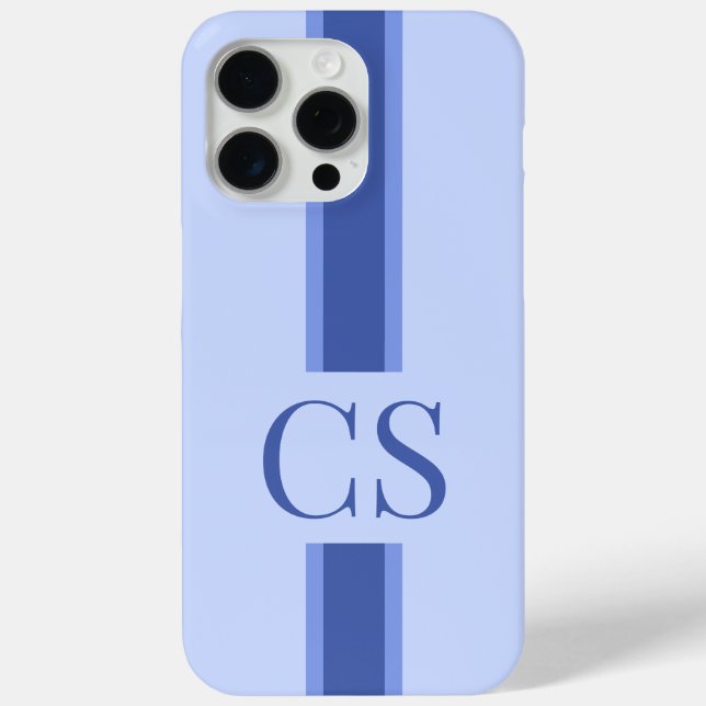 Funda De Case-Mate Para iPhone Minimalist Modern Blue Initial Monogram (Reverso )