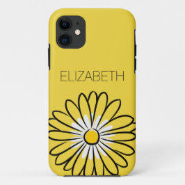 Funda Para iPhone 11 Minimalist Modern Elegant Daisy flower and text
