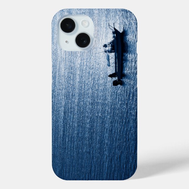 Funda De Case-Mate Para iPhone Minimalist Ocean Wall Art Fisherman Blue (Reverso )