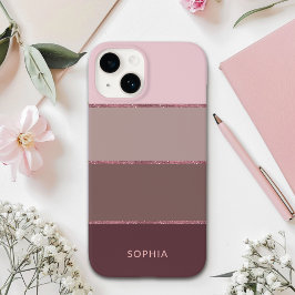 Funda Para iPhone 14 De Case-Mate Minimalist Stripes in Pink Tones with Glitter