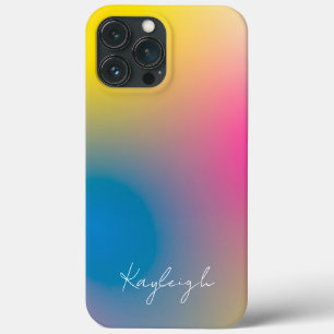 Funda Para iPhone 13 Pro Max Minimalista color arcoiris moderno con nombre pers
