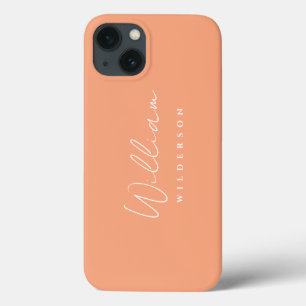 Funda Para iPhone 13 Minimalista Coral elegante monograma elegante