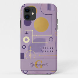 Funda Para iPhone 11 Minimalista escandinavo morado y oro personalizado