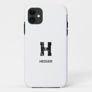FUNDA PARA iPhone 11 MINIMALISTA LETRA ÚNICA MONOGRAMA NOMBRE NEGRO BLA