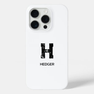 FUNDA PARA iPhone 15 PRO MINIMALISTA NEGRA MONOGRAMA DE UNA LETRA NOMBRE BL