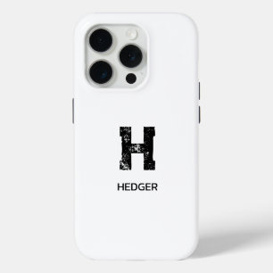FUNDA PARA iPhone 15 PRO MINIMALISTA NEGRO MONOGRAMA DE UNA LETRA NOMBRE BL
