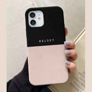 Funda Para iPhone 15 Minimalista Personalizado Bicolor Negro y Crema