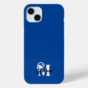 Funda Para iPhone 15 Mini Mínimo azul y blanco monogramado