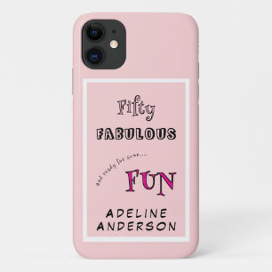 Funda Para iPhone 11 Mínimo cincuenta fabuloso tipografía rosa cumpleañ