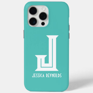 Funda Para iPhone 15 Pro Max Mínimo monograma Aqua