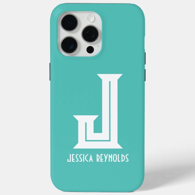 Funda De Case-Mate Para iPhone Mínimo monograma Aqua (Reverso )