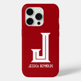 Funda Para iPhone 15 Pro Mínimo Monograma Rojo