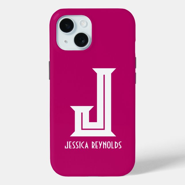 Funda De Case-Mate Para iPhone Mínimo Monograma Rosa Caliente (Reverso )