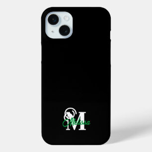 Funda Para iPhone 15 Mini Mínimo negro monogramado