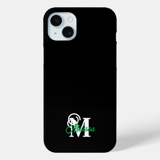 Funda De Case-Mate Para iPhone Mínimo negro monogramado (Reverso )
