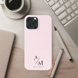 Funda Para iPhone 13 Pro Max Mínimo Pastel Rosa Inicial y Personalizado<br><div class="desc">Proteja su teléfono con estilo con este Funda de iPhone 13 Pro Max de color Rosa Mínimo y Personalizado. Con un diseño elegante y minimalista, este funda es perfecto para quienes aprecian la elegancia y la funcionalidad. El suave fondo rosa pastel aporta un toque de sofisticación, mientras que la inicial...</div>
