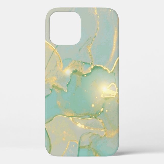 Funda De Case-Mate Para iPhone Mint Green Gold Marble: Texturado (Reverso )