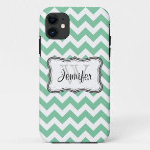 title_seo2 Mint Green & White Trendy chevron patrón iPhone 5