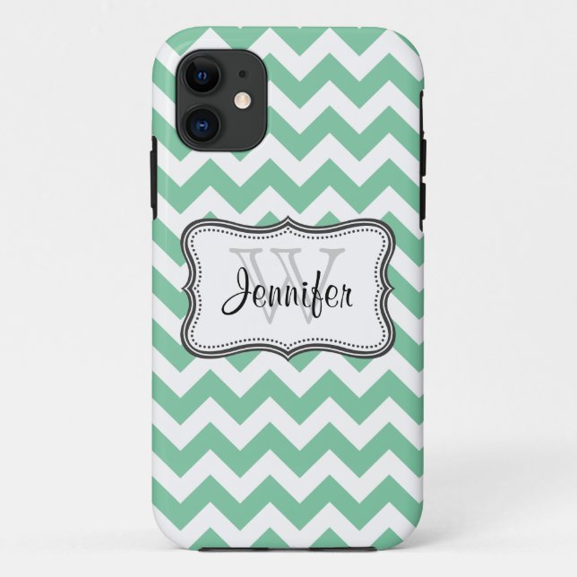 Funda De Case-Mate Para iPhone Mint Green & White Trendy chevron patrón iPhone 5 (Reverso)