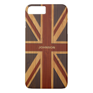 Funda Para iPhone 8 Plus/7 Plus Mirada de bambú y bandera BRITÁNICA grabada Union