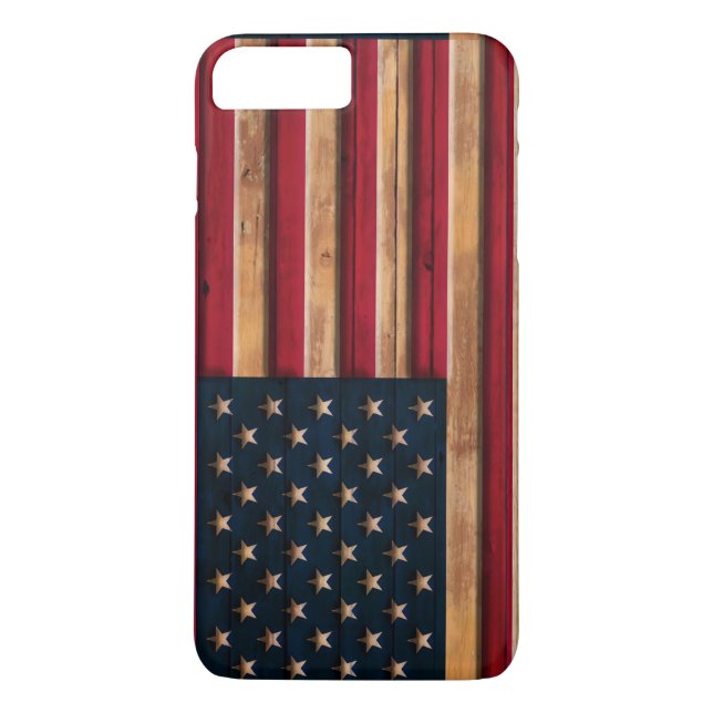 Funda De Case-Mate Para iPhone Mirada de madera apenada de la bandera americana (Reverso)