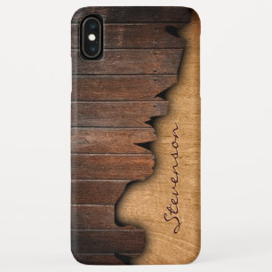 Funda Para iPhone XS Max Mirada de madera astillada madera rústica - nombr