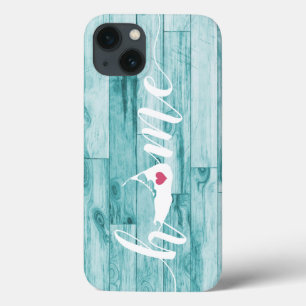 Funda Para iPhone 13 Mirada de madera de la turquesa del mapa de la